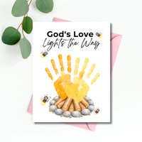 Christian Campfire Handprint Craft Printable | God's Love Lights the Way | Fall & Summer Camp Keepsake | VBS Church Craft for Kids