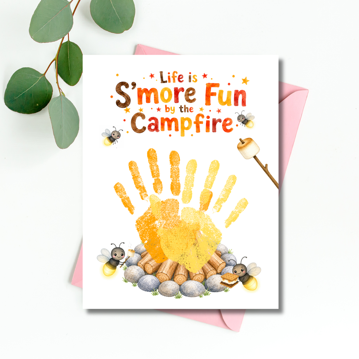 Campfire Handprint Craft Printable | Life Is S'more Fun by the Campfire | Summer & Fall Camping Keepsake | Campfire Activity for Kids