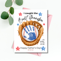 Grandpa Father's Day Baseball Handprint Craft Printable | I Caught the Best Grandpa | Baseball Keepsake Gift from Kids | Grandfather Handprint Art
