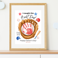 Baseball Father's Day Handprint Craft Printable | I Caught the Best Dad | Baseball Keepsake Gift from Kids | Sports Handprint Art for Dad