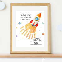 Father's Day Rocket Handprint Craft Printable | I Love You to the Moon and Back | Space Keepsake Gift for Dad | Father's Day Handprint Art