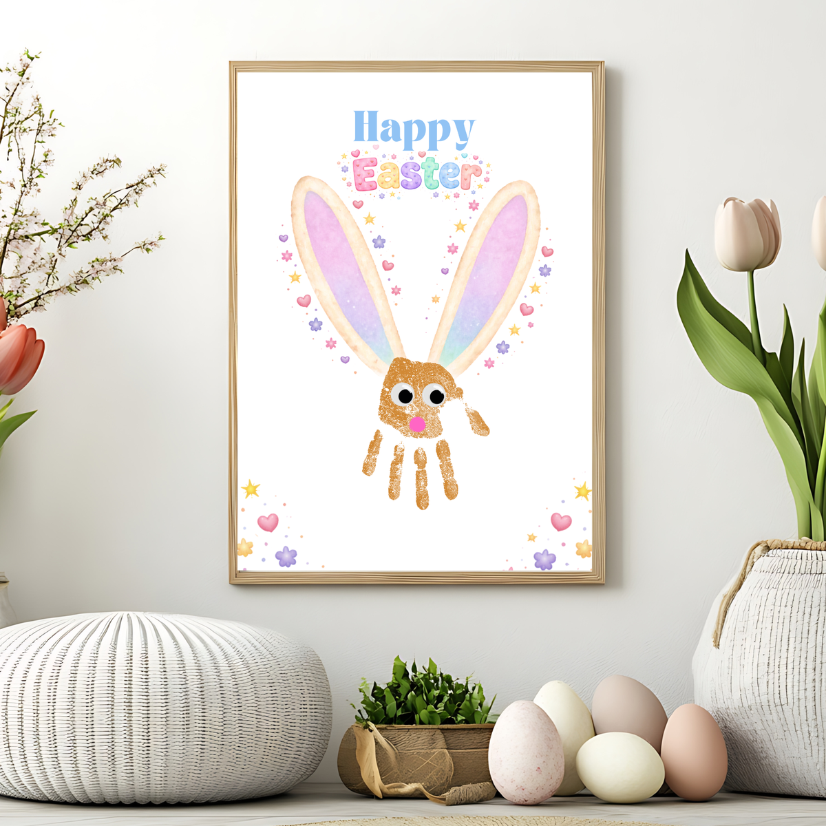 Easter Bunny Handprint Craft Printable for Kids | Spring Keepsake Art Activity | Happy Easter Printable PDF