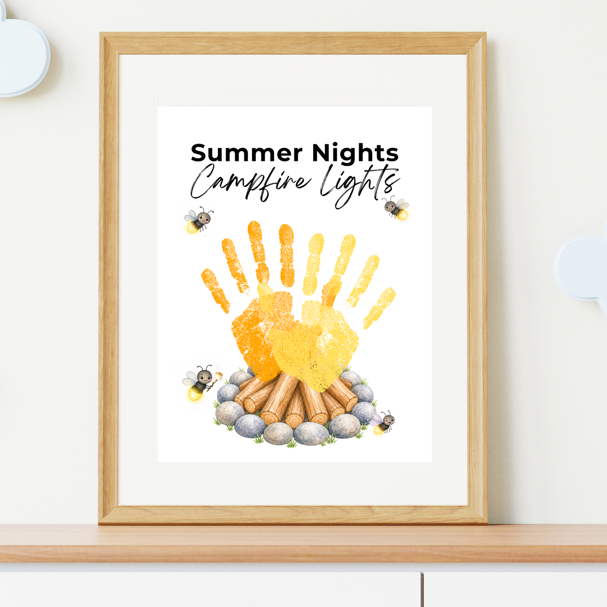 Summer Campfire Handprint Craft Printable | Summer Nights Campfire Lights | Summer Keepsake Activity for Kids | Campfire Handprint Art