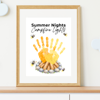 Summer Campfire Handprint Craft Printable | Summer Nights Campfire Lights | Summer Keepsake Activity for Kids | Campfire Handprint Art