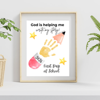Editable Christian First Day of School Printable | Personalized Back to School Handprint Poster | Psalm 139:16 Classroom Decor | Canva Template