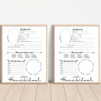 First & Last Day of Homeschool Interview Printable | Minimalist Homeschool Memory Page | All About Me Worksheet | Homeschool Keepsake Activity