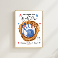 Baseball Father's Day Handprint Craft Printable | I Caught the Best Dad | Baseball Keepsake Gift from Kids | Sports Handprint Art for Dad