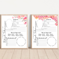 First Day of School Interview Printable | Pink Floral All About Me Worksheet | Back to School Keepsake | Student Memory Page for Girls