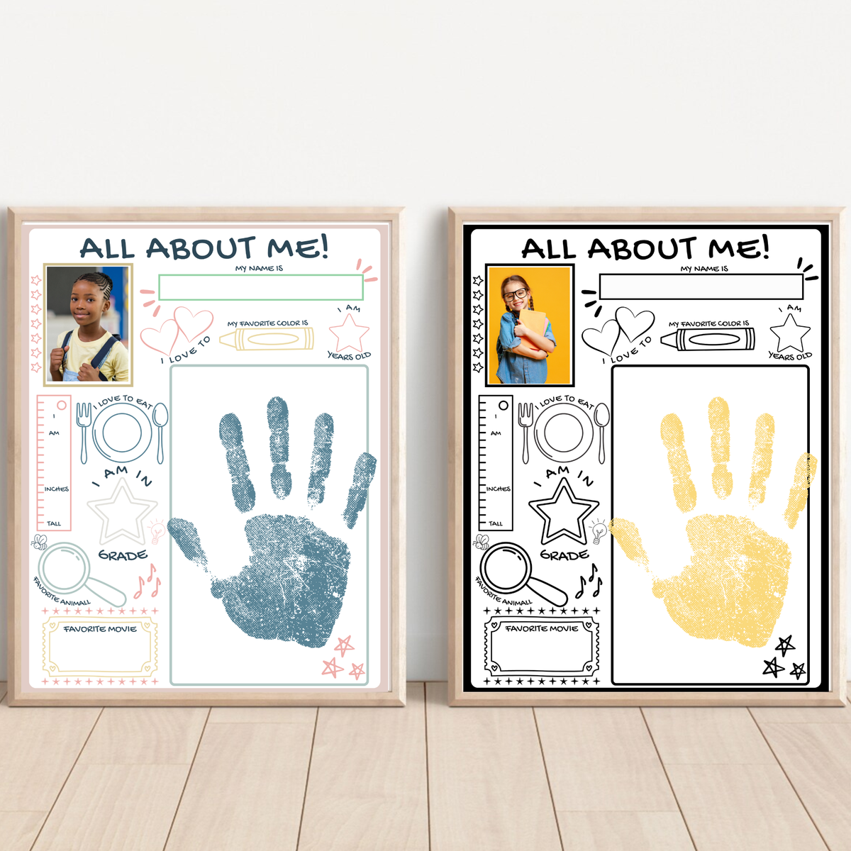 All About Me Handprint Craft Printable | Back to School Keepsake Activity | First Day of School Worksheet | Preschool Kindergarten Memory Page