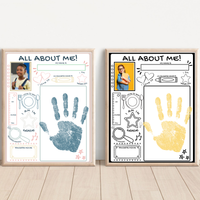 All About Me Handprint Craft Printable | Back to School Keepsake Activity | First Day of School Worksheet | Preschool Kindergarten Memory Page