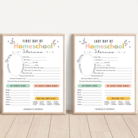 First & Last Day of Homeschool Interview Printable | Colorful Homeschool Memory Book | Back to Homeschool Keepsake | Student Reflection
