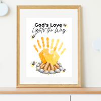 Christian Campfire Handprint Craft Printable | God's Love Lights the Way | Fall & Summer Camp Keepsake | VBS Church Craft for Kids