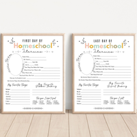 Colorful First & Last Day of Homeschool Interview Printable | Homeschool Memory Book | Back to Homeschool Keepsake | Student Reflection Worksheet