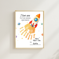 Father's Day Rocket Handprint Craft Printable | I Love You to the Moon and Back | Space Keepsake Gift for Dad | Father's Day Handprint Art