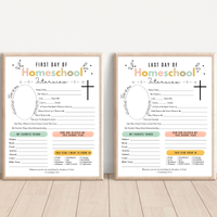 Christian First & Last Day of Homeschool Interview Printable | Faith-Based Homeschool Keepsake | Bible Reflection Worksheet | Christian School Memory