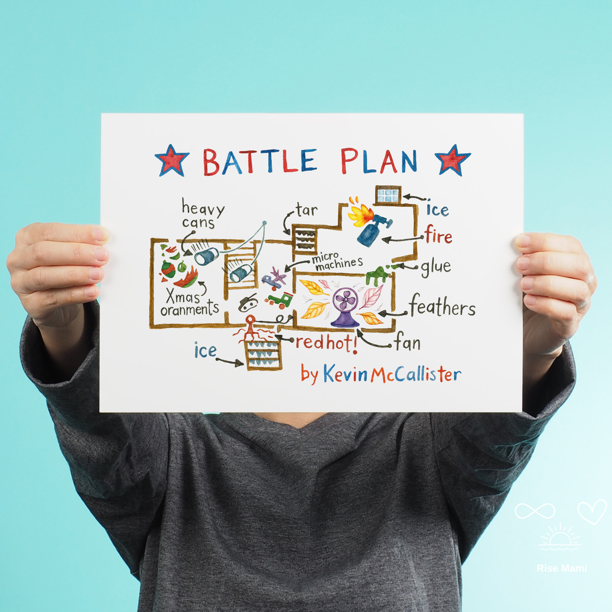 Battle Plan Kids Printable Wall Art | Funny Holiday Trap Blueprint Poster | Movie Night Decor | Playroom Art Print | Multiple Sizes Included