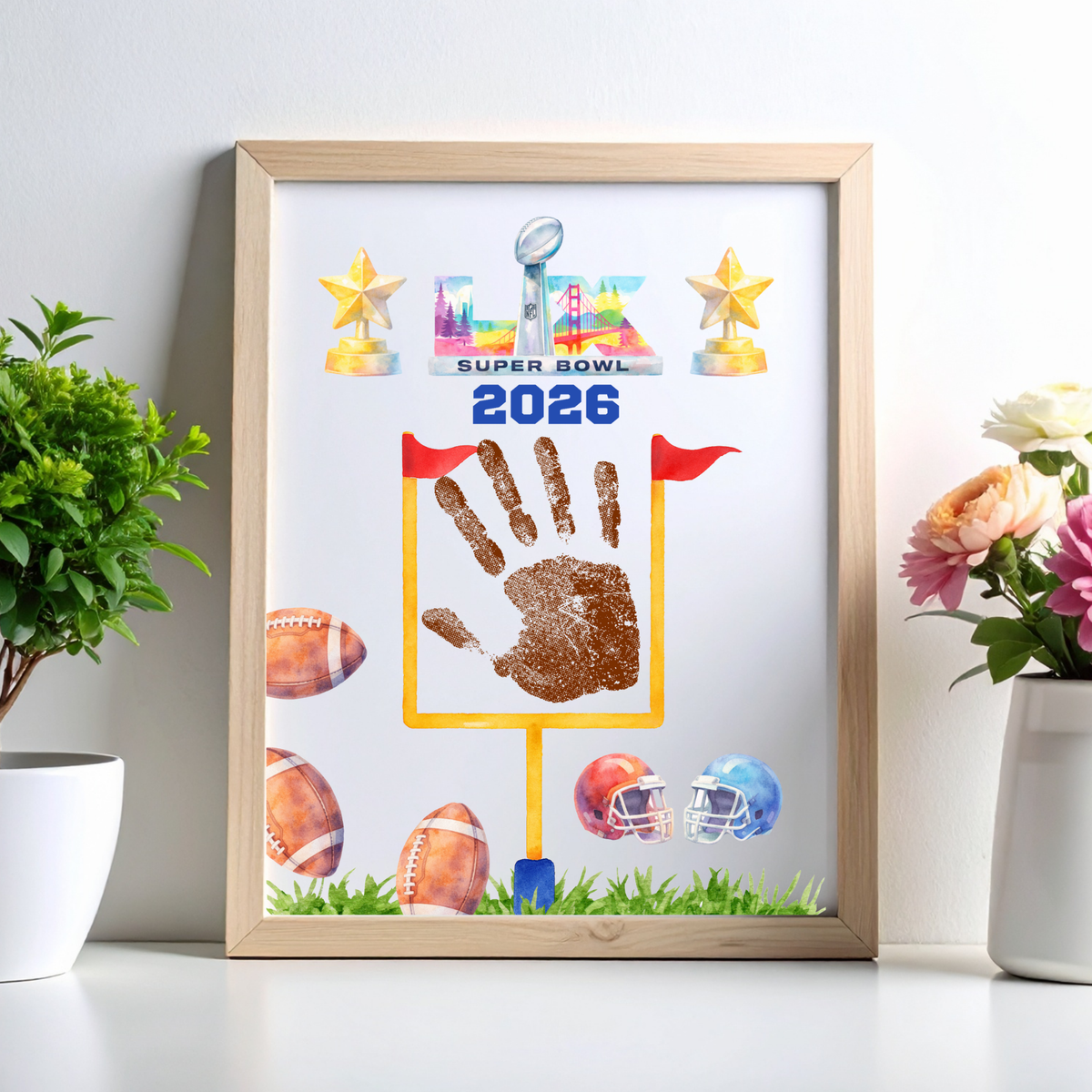 Football Championship 2026 Handprint Craft Printable for Kids | Big Game Keepsake Art | Sports-Themed PDF