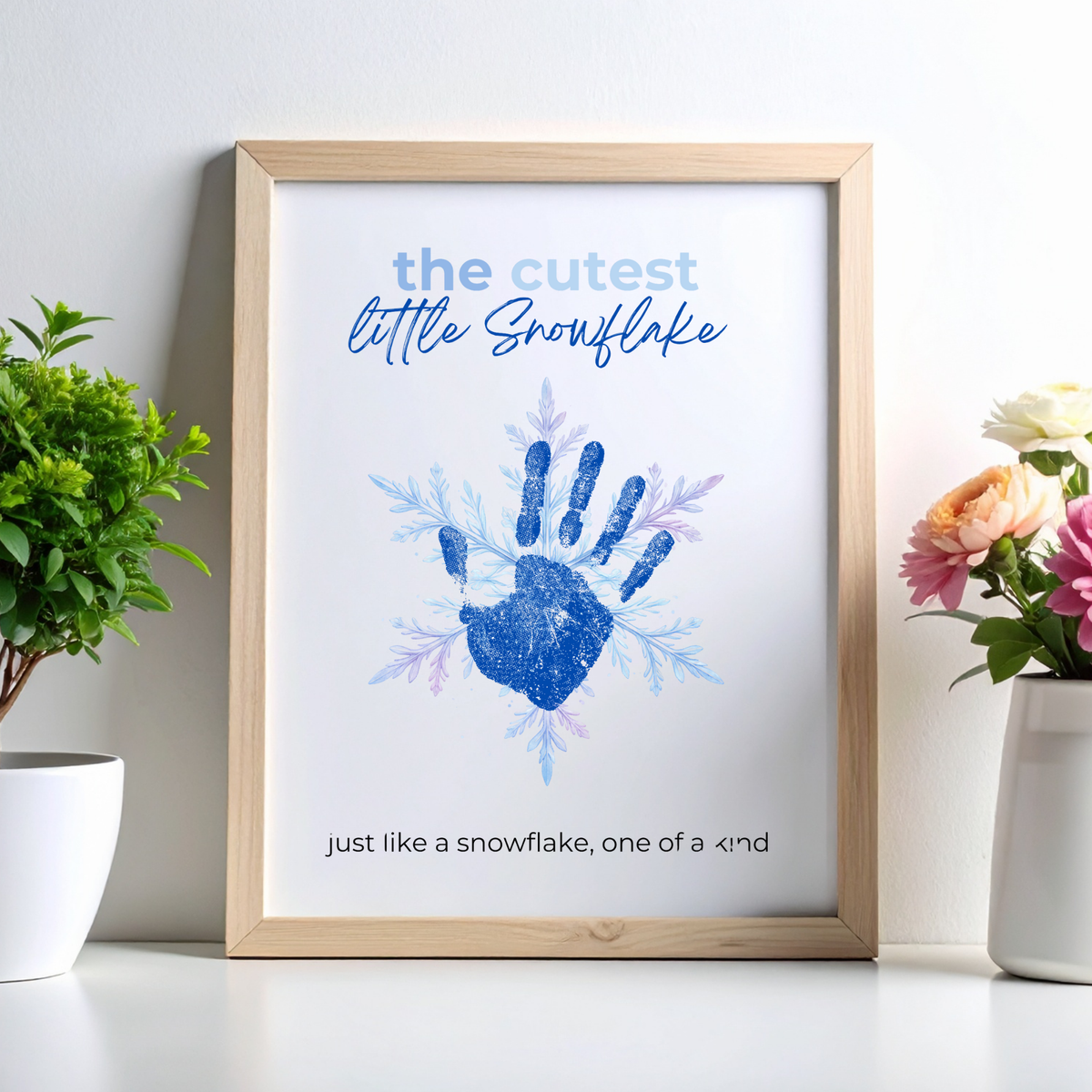 Winter Handprint Snowflake Craft Printable for Kids | Little Snowflake Keepsake Art | One of a Kind Winter Decor PDF