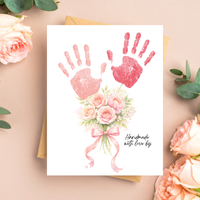 Floral Handprint Printable Gift for Her | Mother’s Day, Grandma, Teacher Appreciation, Birthday Keepsake | Handmade with Love Art