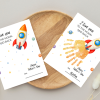 Father's Day Rocket Handprint Craft Printable | I Love You to the Moon and Back | Space Keepsake Gift for Dad | Father's Day Handprint Art