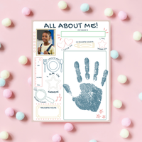 All About Me Handprint Craft Printable | Back to School Keepsake Activity | First Day of School Worksheet | Preschool Kindergarten Memory Page