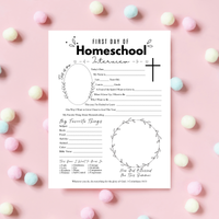 Christian First & Last Day of Homeschool Interview Printable | Faith-Based Homeschool Interview Worksheet | Bible Homeschool Keepsake | Christian School Memory