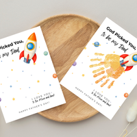 Christian Father's Day Rocket Handprint Craft Printable | God Picked You to Be My Dad | Space Keepsake Gift from Kids | Dad Handprint Art
