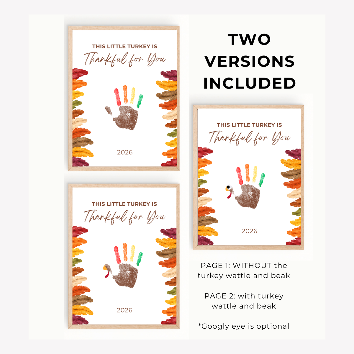 This Little Turkey Is Thankful for You Handprint Craft Printable, Thanksgiving Turkey Keepsake, Fall Handprint Activity for Kids, Preschool Kindergarten PDF
