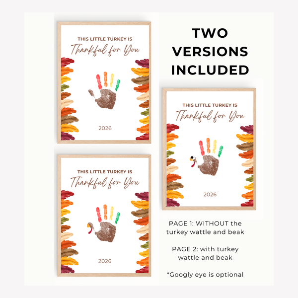 This Little Turkey Is Thankful for You Handprint Craft Printable, Thanksgiving Turkey Keepsake, Fall Handprint Activity for Kids, Preschool Kindergarten PDF