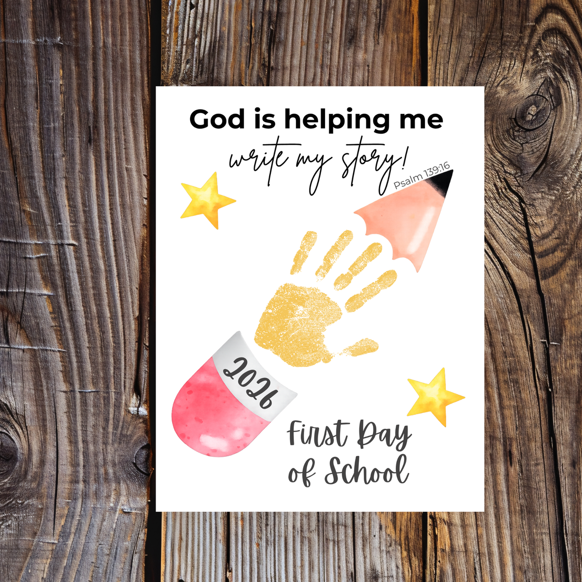 Editable Christian First Day of School Printable | Personalized Back to School Handprint Poster | Psalm 139:16 Classroom Decor | Canva Template