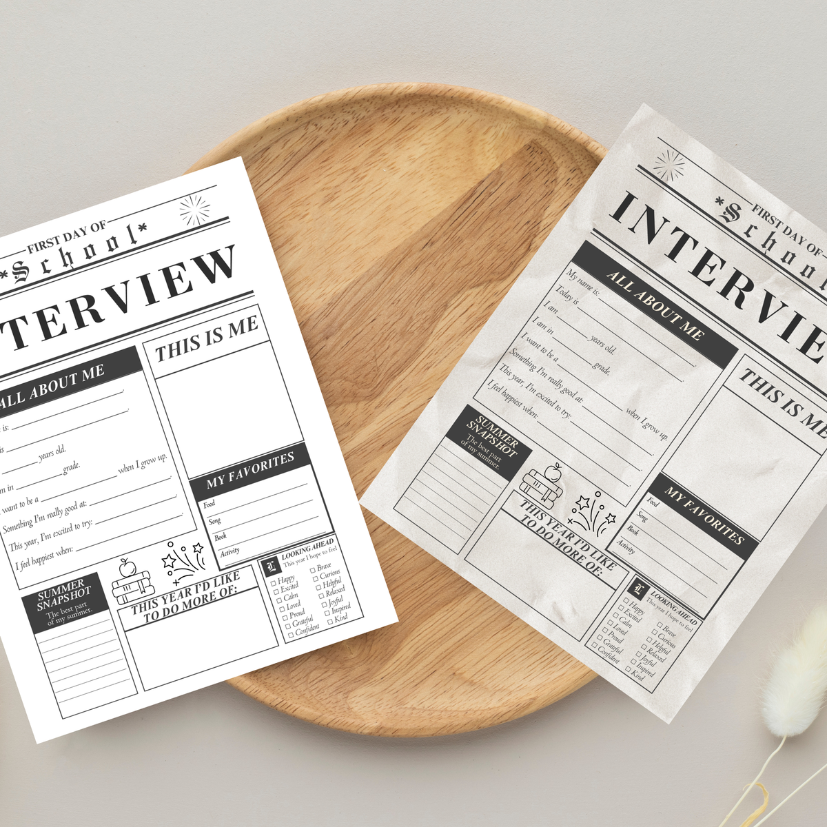 First Day of School Interview Printable | Back to School All About Me Worksheet | Student Memory Keepsake | Homeschool Classroom Activity