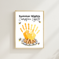 Summer Campfire Handprint Craft Printable | Summer Nights Campfire Lights | Summer Keepsake Activity for Kids | Campfire Handprint Art