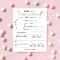 Colorful First & Last Day of Homeschool Interview Printable | Homeschool Memory Book | Back to Homeschool Keepsake | Student Reflection Worksheet