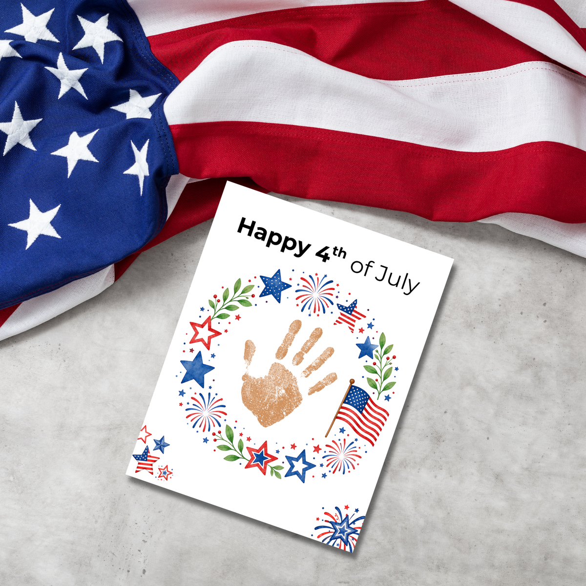 4th of July Handprint Wreath Craft for Kids | Patriotic Preschool & Kindergarten Activity | Independence Day Printable