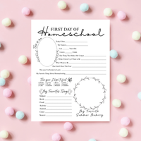 Minimalist First & Last Day of Homeschool Printable | Homeschool Interview Worksheet | Homeschool Memory Book | School Year Keepsake