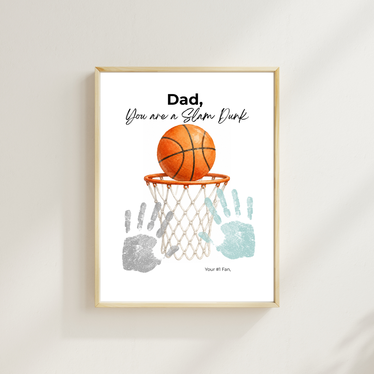 Basketball Father's Day Handprint Craft Printable | Dad You Are a Slam Dunk | Sports Keepsake Gift from Kids | Basketball Handprint Art