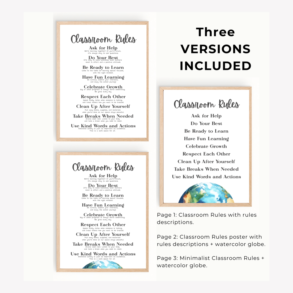 Classroom Rules Printable Poster Set | Classroom Decor | Preschool, Kindergarten & Elementary Classroom Expectations