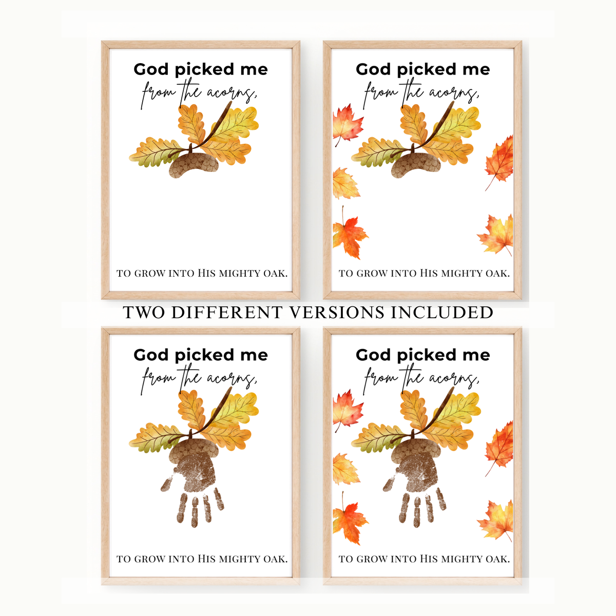 God Picked Me from the Acorns Handprint Craft Printable, Christian Fall Handprint Keepsake, Baby's First Fall, Preschool Autumn Activity