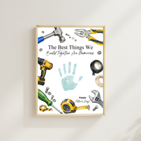 Father Figure Handprint Craft Printable | The Best Things We Build Together Are Memories | Tool-Themed Keepsake Gift from Kids | DIY Father's Day Craft