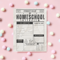 First Day of Homeschool Interview Printable | Homeschool Newspaper Activity | Back to Homeschool Keepsake | All About Me Worksheet