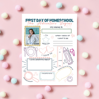 First Day of Homeschool Interview Printable | All About Me Homeschool Worksheet | Back to Homeschool Activity | Homeschool Keepsake Page