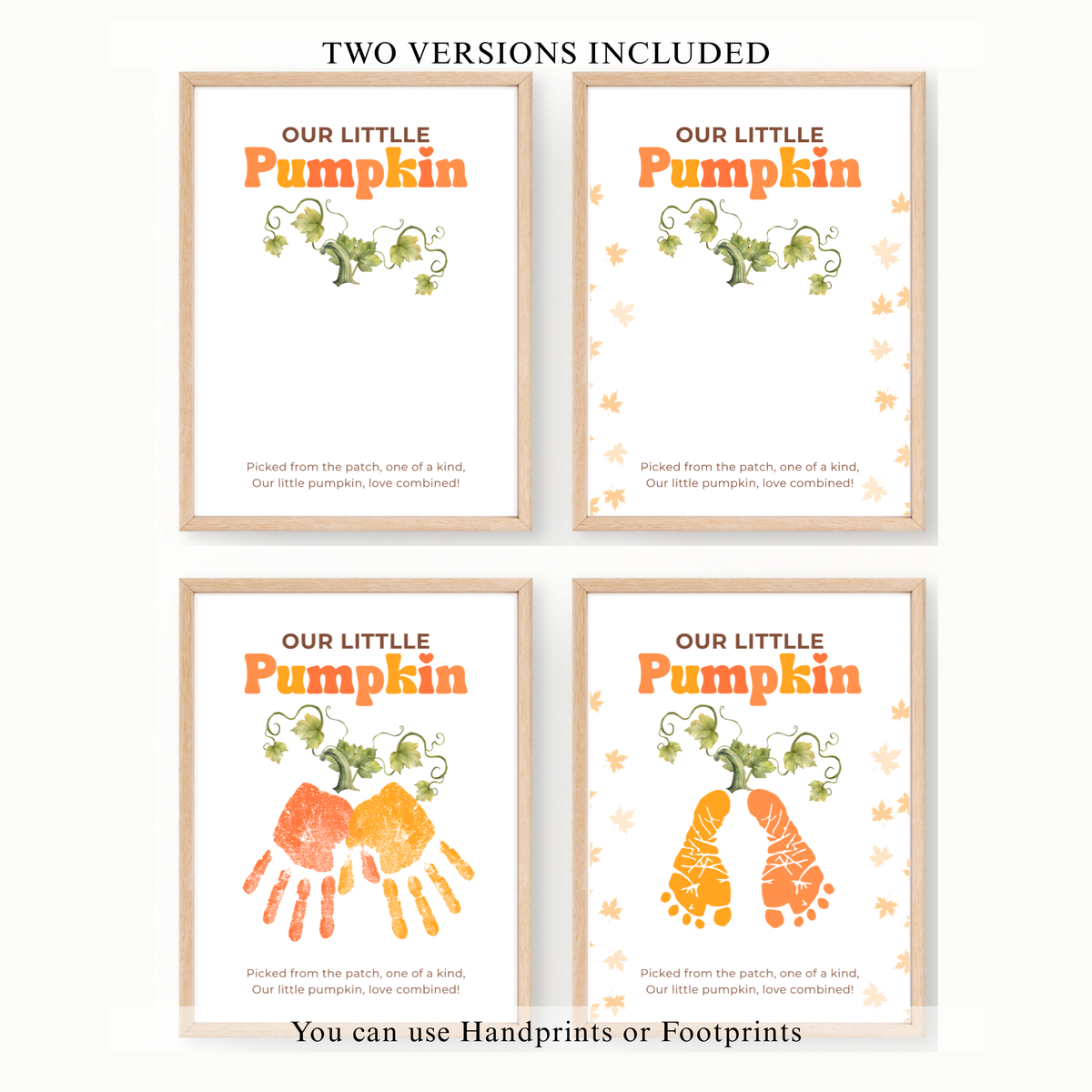 Pumpkin Handprint & Footprint Craft Printable | Our Little Pumpkin Keepsake | Fall Baby Handprint Craft | Preschool Autumn Activity | Digital Download