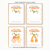 Pumpkin Handprint & Footprint Craft Printable | Our Little Pumpkin Keepsake | Fall Baby Handprint Craft | Preschool Autumn Activity | Digital Download
