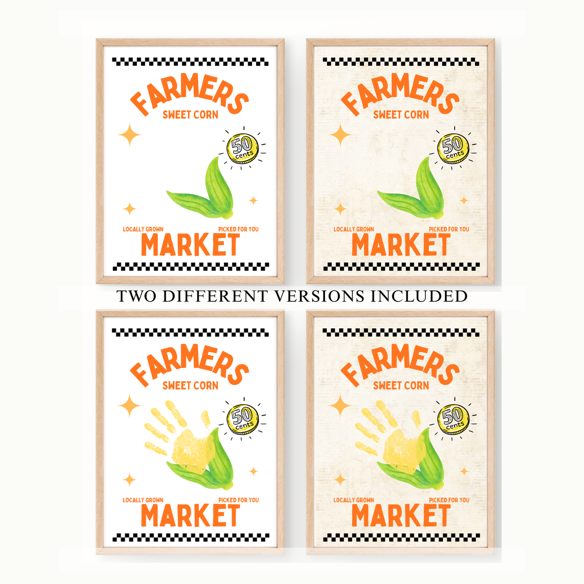 Farmers Market Sweet Corn Handprint Craft Printable, Corn Handprint Keepsake, Fall Harvest Activity, Preschool Kindergarten Thanksgiving PDF