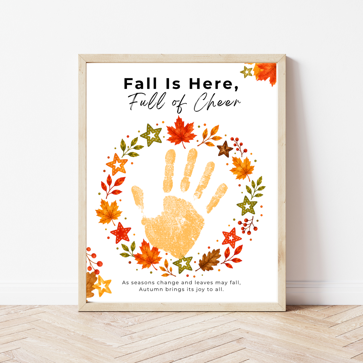 Fall Is Here, Full of Cheer Handprint Craft | Fall Wreath Keepsake | Autumn Printable for Kids