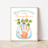 Blue Pumpkin Handprint Craft Printable | Wonderfully Made Pumpkin Keepsake | Fall Handprint Activity for Kids | Preschool Autumn Craft | Digital Download