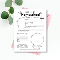Christian First & Last Day of Homeschool Interview Printable | Faith-Based Homeschool Interview Worksheet | Bible Homeschool Keepsake | Christian School Memory
