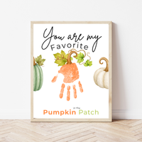 You Are My Favorite Pumpkin in the Patch Handprint Craft Printable, Pumpkin Handprint Keepsake, Baby's First Fall, Preschool Autumn Activity