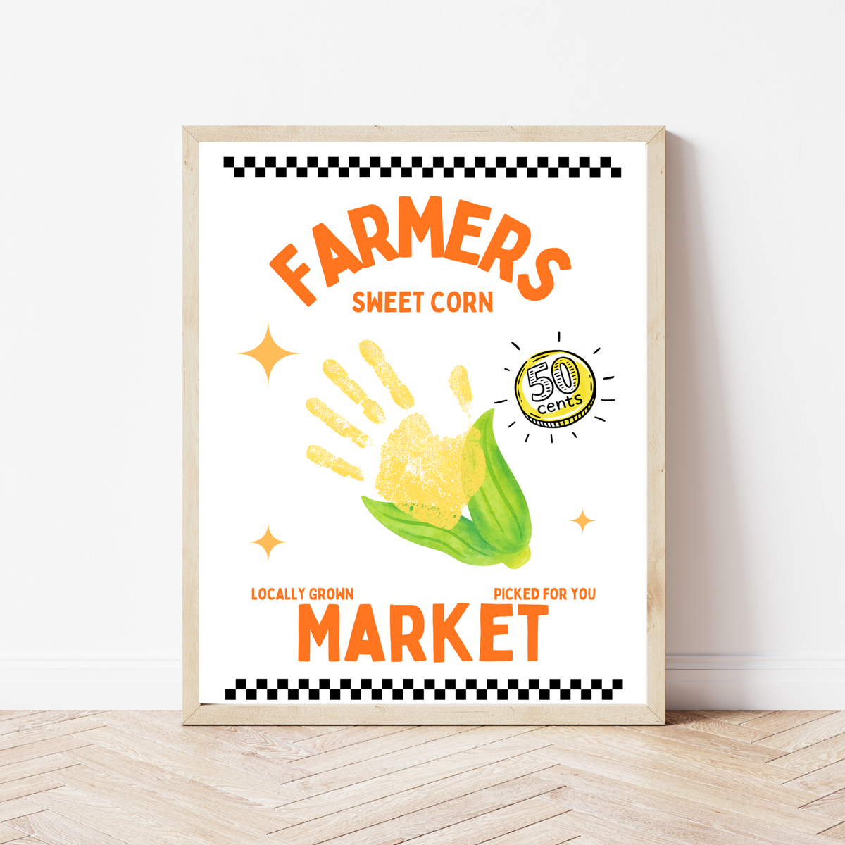 Farmers Market Sweet Corn Handprint Craft Printable, Corn Handprint Keepsake, Fall Harvest Activity, Preschool Kindergarten Thanksgiving PDF
