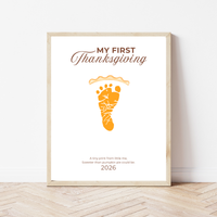 My First Thanksgiving Footprint Craft Printable, Baby's First Thanksgiving Keepsake, Pumpkin Pie Footprint Art, Newborn Thanksgiving Printable PDF